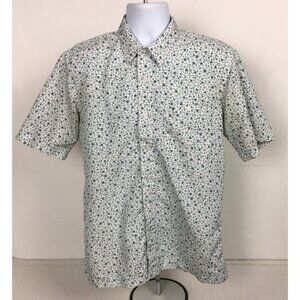 George Floral Print Shirt Size M 38-40 White Blue Eco Friendly Blend Short Sleev